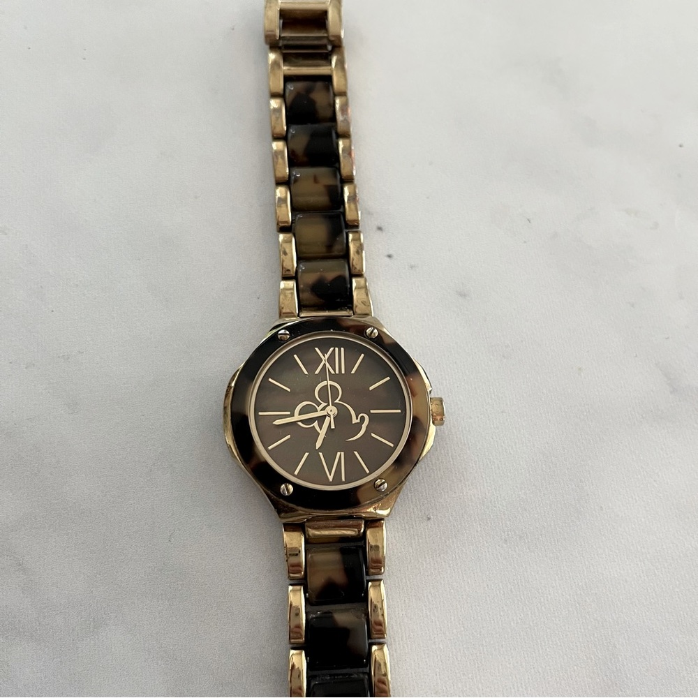 Tortoiseshell Mickey Mouse Watch brown gold Disney Parks official vintage